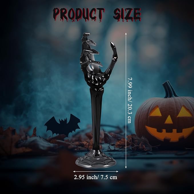 LemonRoad 2 Pcs Halloween Skull Candle Holders Halloween Table Centerpieces Fireplace Decorations Skeleton Gothic Decor Horror Skeleton Skull Candlestick Holders for Home Office Bar Party Supplies