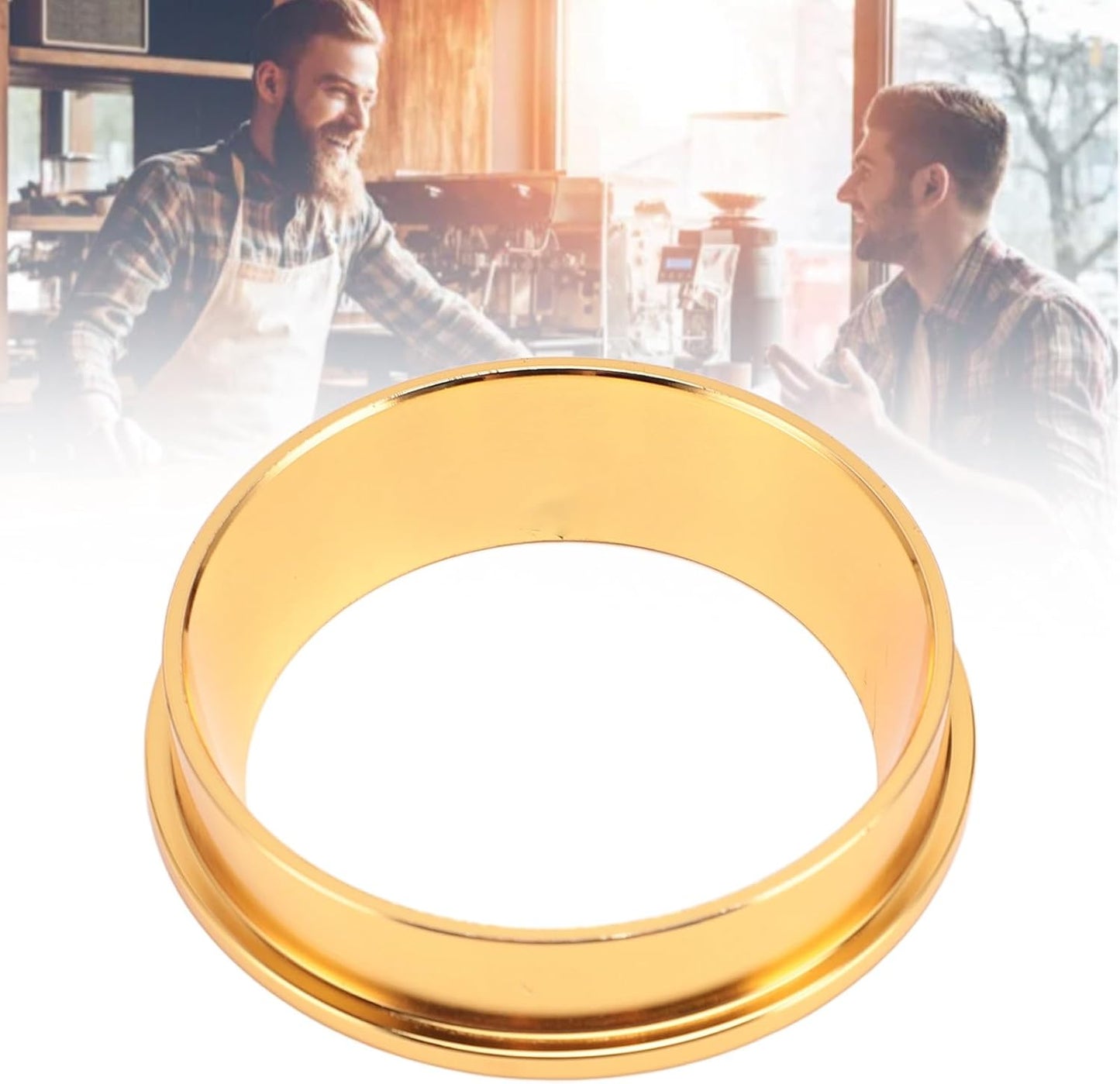 58MM Coffee Dosing Funnel, 304 Stainless Steel Coffee Dosing Ring, Universal Coffee Dosing Ring Replacement for Home Coffee Machine Tools, Gold