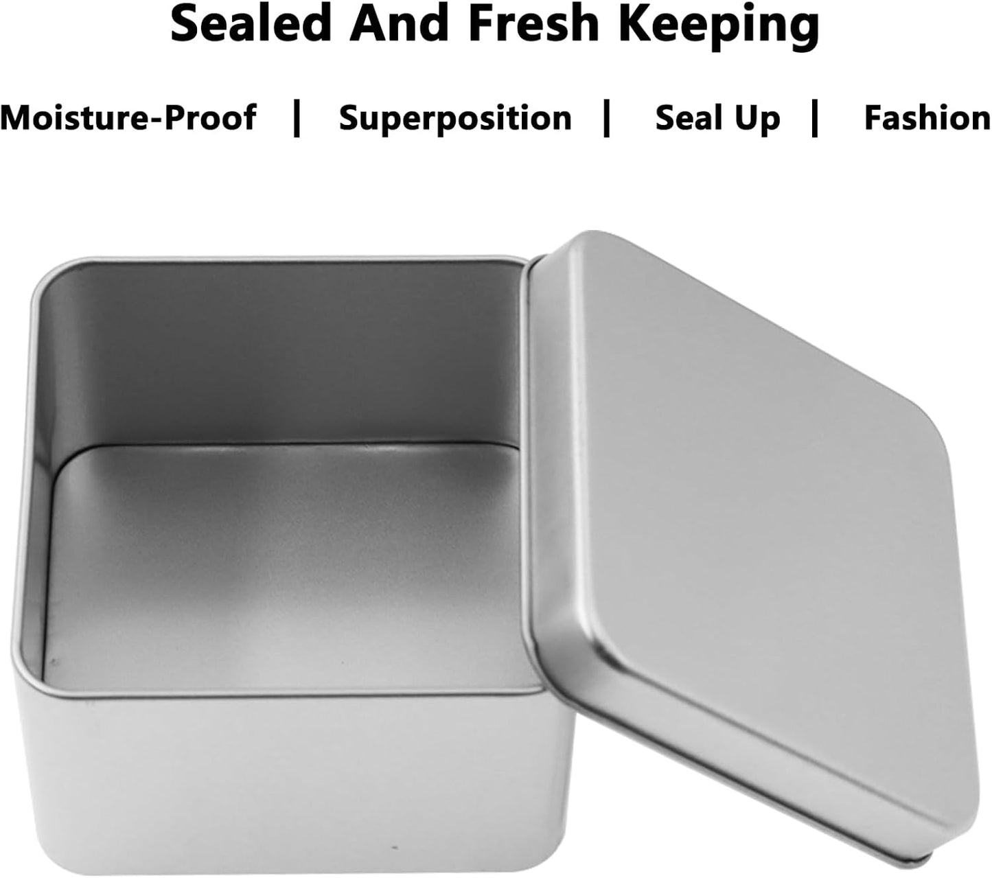 Metal Empty Boxes, Tin Boxes with Lid,Small Silver Tin Boxes,Stackable Organizer Containers,4PCS Storage Tin for Home Outdoor Active Storage Containers