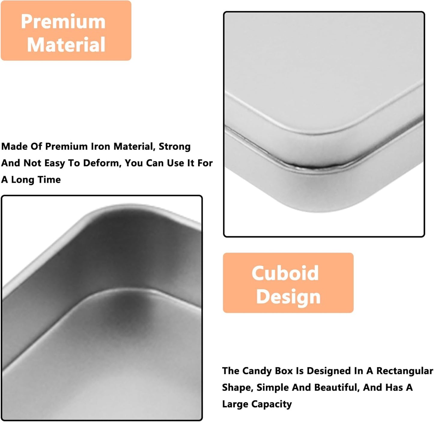 Metal Empty Boxes, Tin Boxes with Lid,Small Silver Tin Boxes,Stackable Organizer Containers,8PCS Storage Tin for Home Outdoor Active Storage Containers