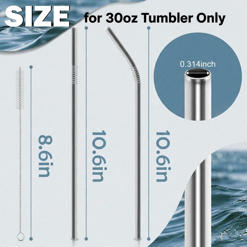 Stainless Steel Replacement Straws for Stanley Adventure Travel Tumbler (6 Straws for 30oz)