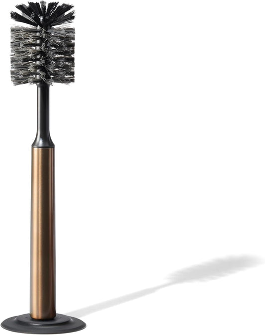 Ionic Bottle Brush, Magnetized to Stand Upright, Stainless Steel with Replaceable Head, Bronze