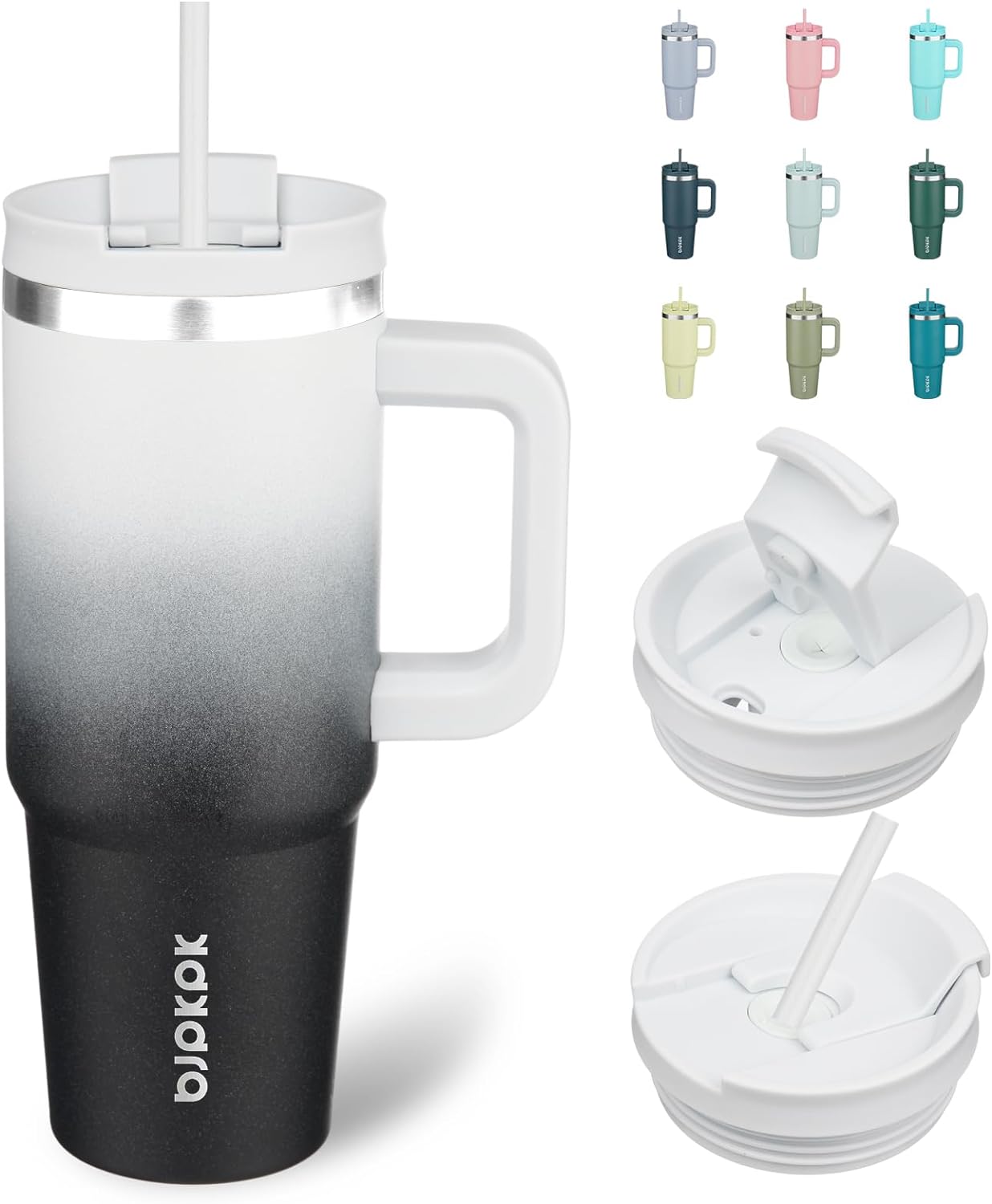 BJPKPK 30 oz Insulated Tumbler With Lid And Straw Stainless Steel Tumblers Cup With Handle For Women And Men,Day And Night