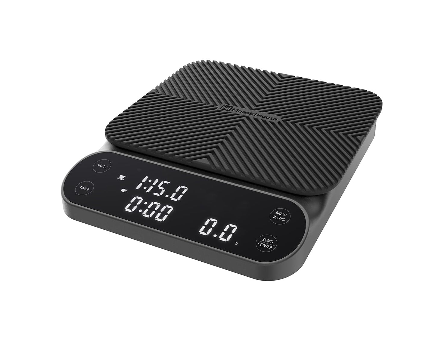 Maestri House S3 Coffee Scale with Timer, 3kg/0.1g Rechargeable Digital Scale, 3 Brew Modes, Adjustable Ratios & Flow Rate Display, Barista-Grade for Pour-Over, Espresso, French Press – Grey