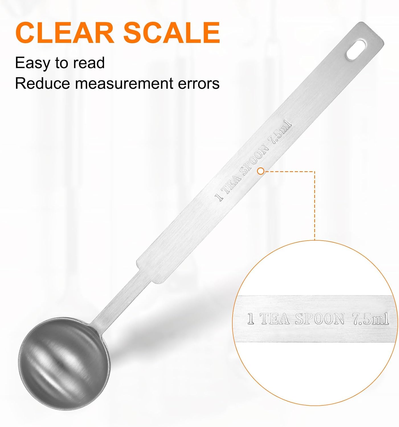 HARFINGTON Single Measuring Spoon 1.5tsp (1/2tbsp, 7.5ml) Teaspoon/Tablespoon 430 Stainless Steel Single Tiny Square Bowl Measuring Spoon Long Handle Measure Scoop