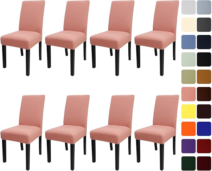JQinHome Terra Cotta Chair Covers for Dining Room Set of 8, High Stretch Removable Washable Parsons Chair Slipcover for Home Party Hotel Wedding Ceremony (8PCS, Terra Cotta)