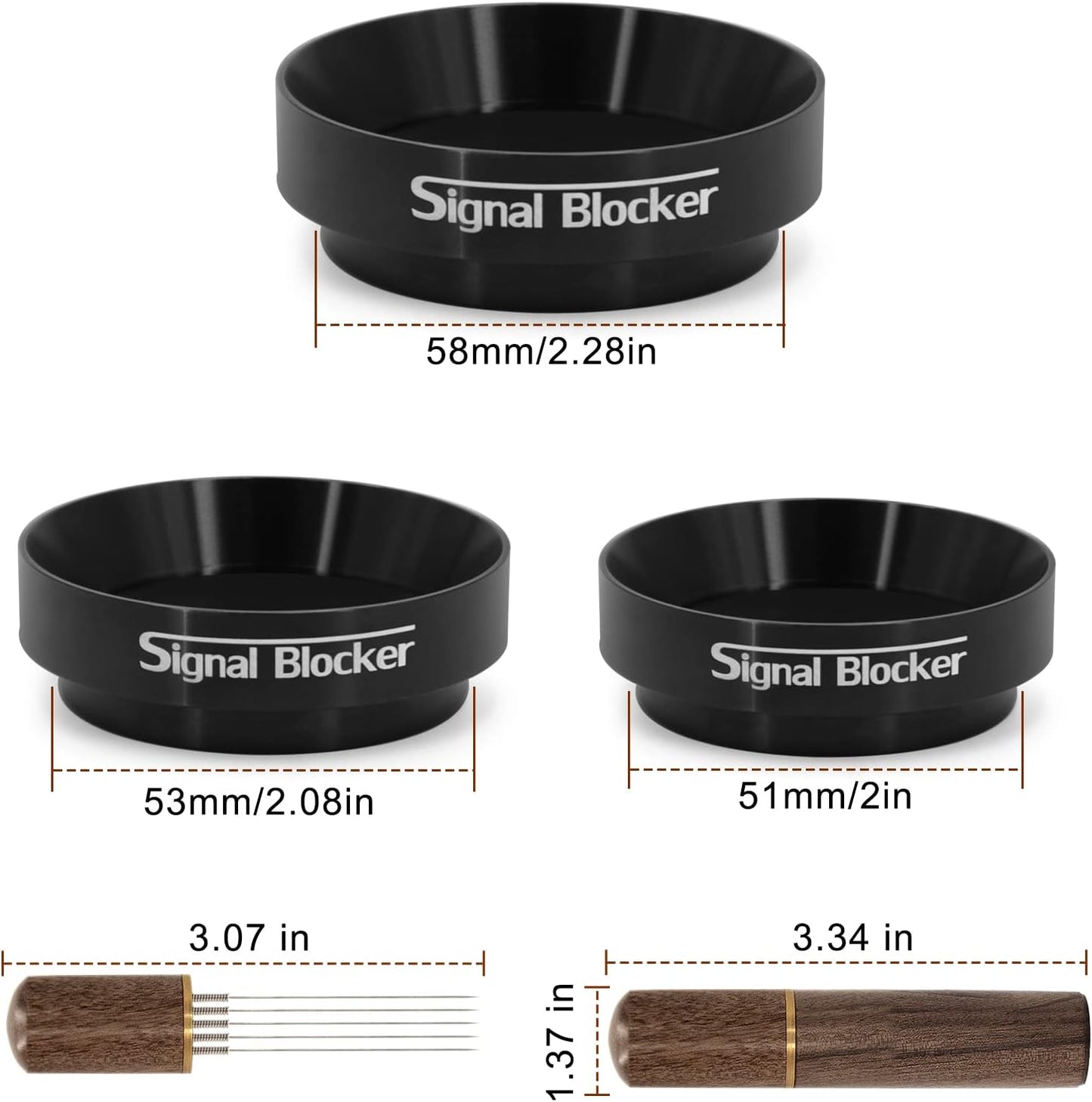 51mm Espresso Dosing Funnel: 51mm Portafilter Funnel Magnetic Coffee Dosing Ring Aluminium Metal | Espresso Machine Accessories Bundle Including Espresso WDT Tool