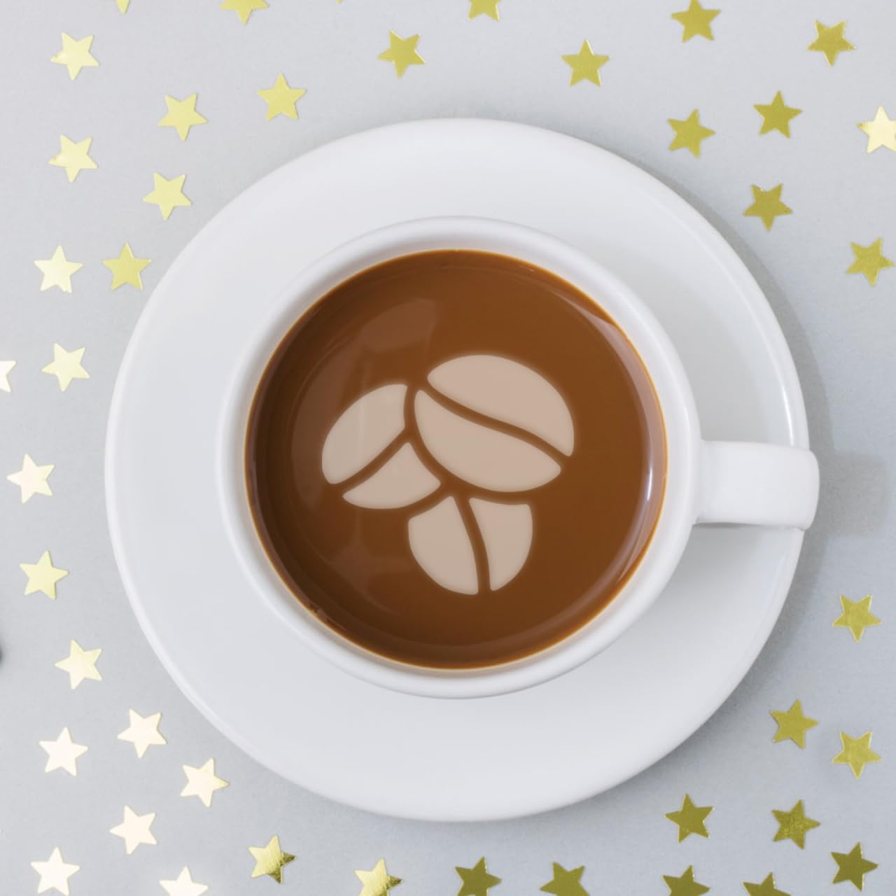 4Pcs Stainless Steel Coffee Stencils for Latte Art Easy to Clean Cappuccino Templates Milk Spray Tools for Home Decorating