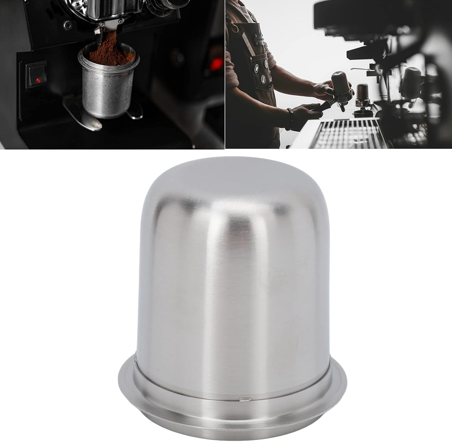 58mm Dosing Cup, Espresso Dosing Cup, Coffee Dosing Cup Fits 58mm Portafilter, 150ml Stainless Steel Universal (Brushed Silver)