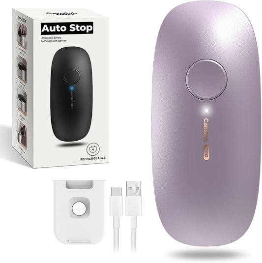 Ultrablade PRO - USB Rechargeable Electric Can Opener for Kitchen for Seniors with Arthritis- Auto Stop One touch Automatic Can Opener, Smooth Edge, Small Size Can Opener, Purple