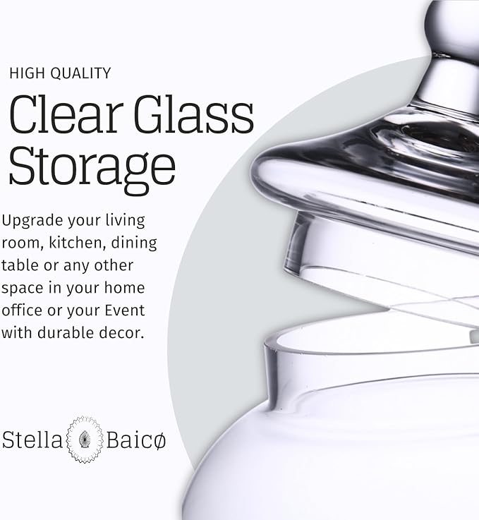 Large Glass Apothecary Jars with Lid, Clear Candy Jar for Candy Buffet, Fancy Decorative Glass Jar for Party, Wedding and Display, Tall Glass Candy Containers (Height: 16.5", Diameter: 6.5")