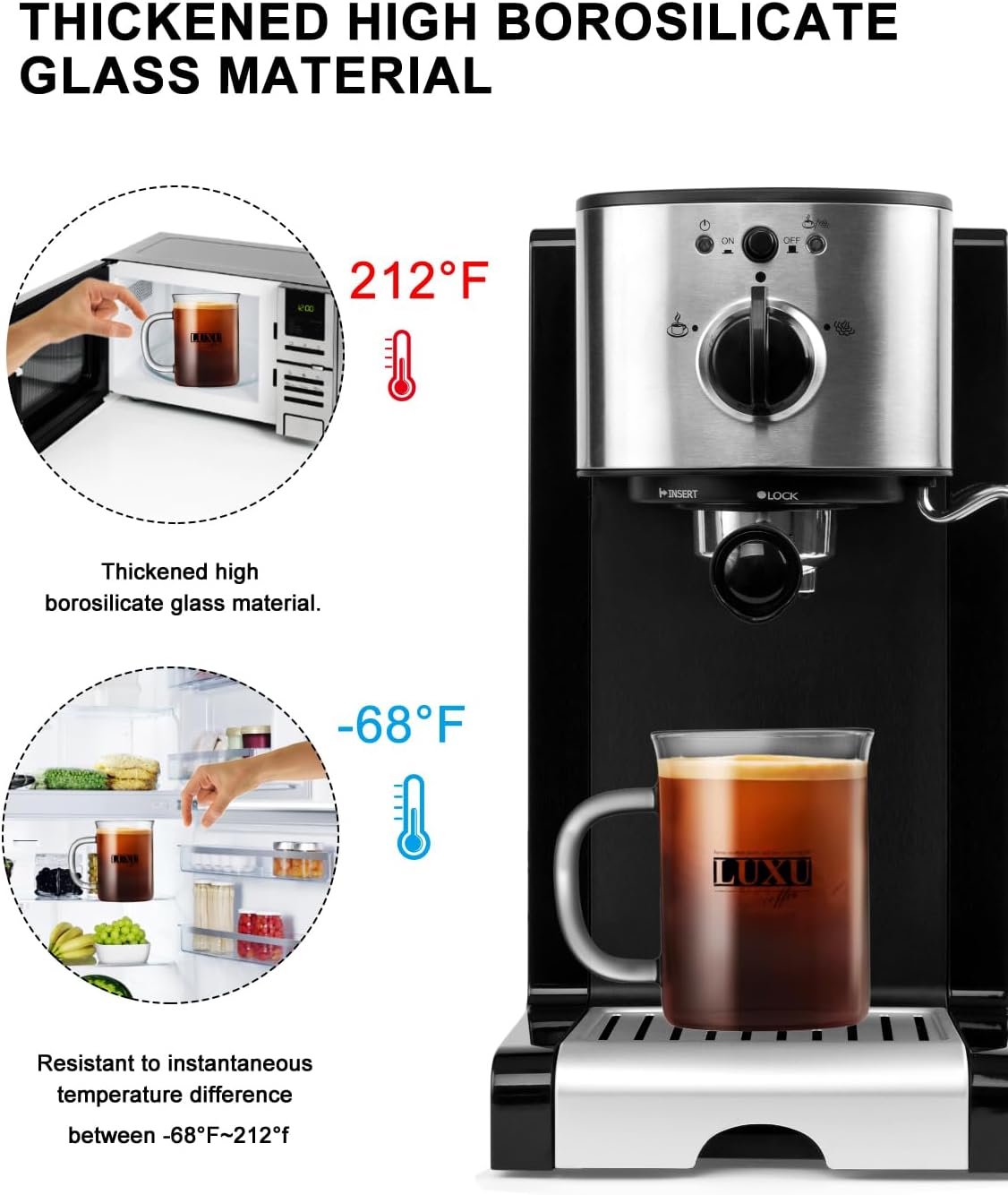 2pcs Set Glass Coffee Mugs 15oz Bell Mouth Glass Coffee Cups Clear Large Tea Cups,Cute Coffee Bar Accessories,Iced Coffee Glasses,Lead-Free Glass Cups for Water,Latte,Milk-Flat Bottomed Design