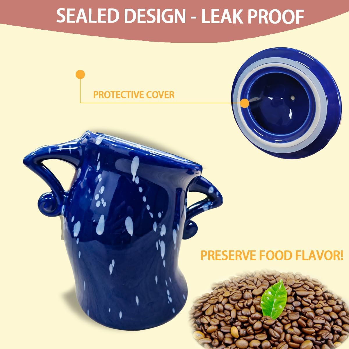 Canister With Attitude - 1.2L Ceramic Storage Jar with Lid, Airtight Kitchen Canisters Set for Coffee, Sugar & Tea | Farmhouse Flour Sugar Storage Container, Handmade with Spoon Rest (Black + White)