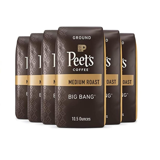 Peet's Coffee, Medium Roast Ground Coffee - Big Bang 63 Ounces (6 Bags of 10.5 Ounces)