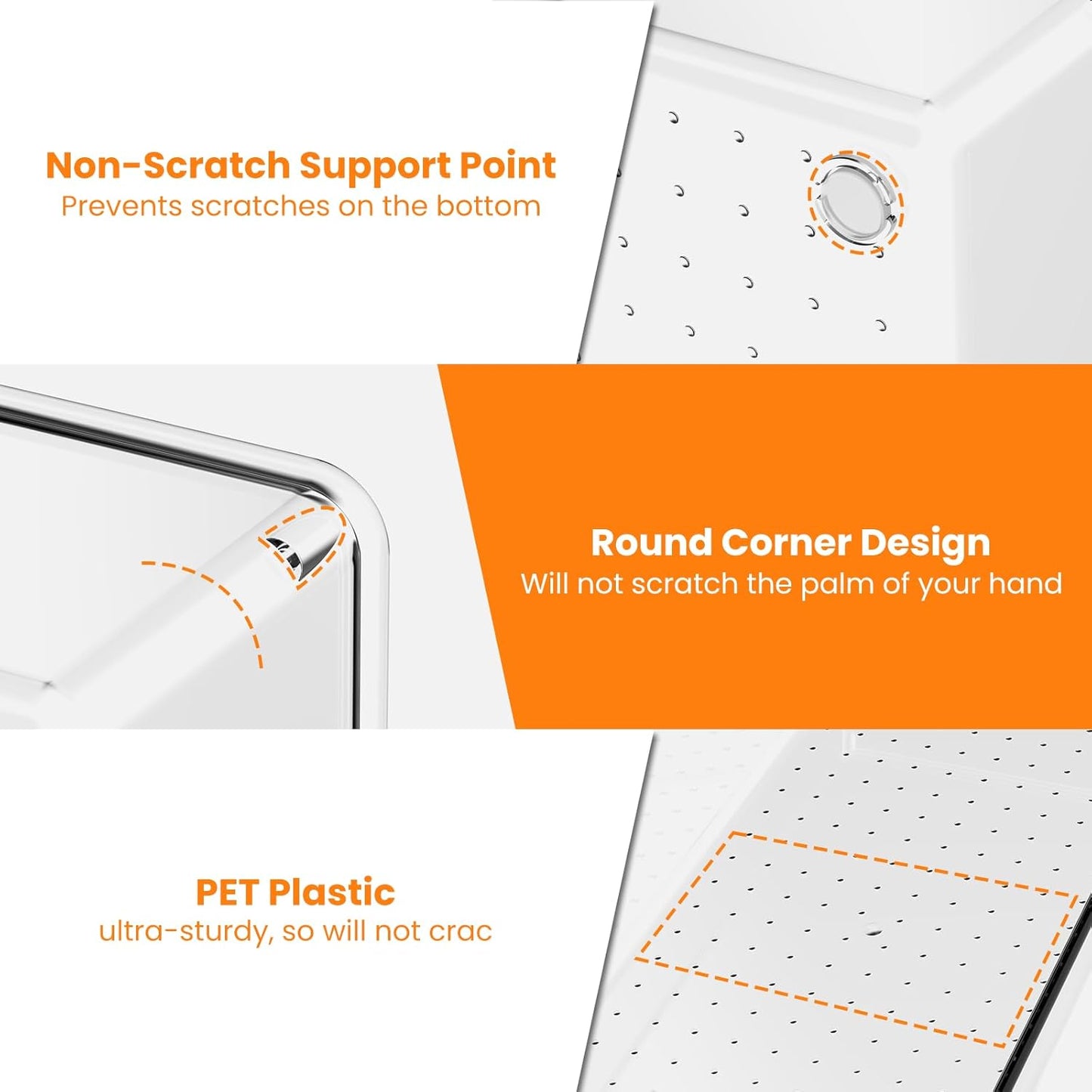 Criusia 18 Pcs Large Size Clear Drawer Organizer Set, Acrylic Non Slip Non Cracking Kitchen Drawer Storage Tray Divider, Multifunctional Storage for Cosmetics, Bathroom, Tools, Kitchen and Office