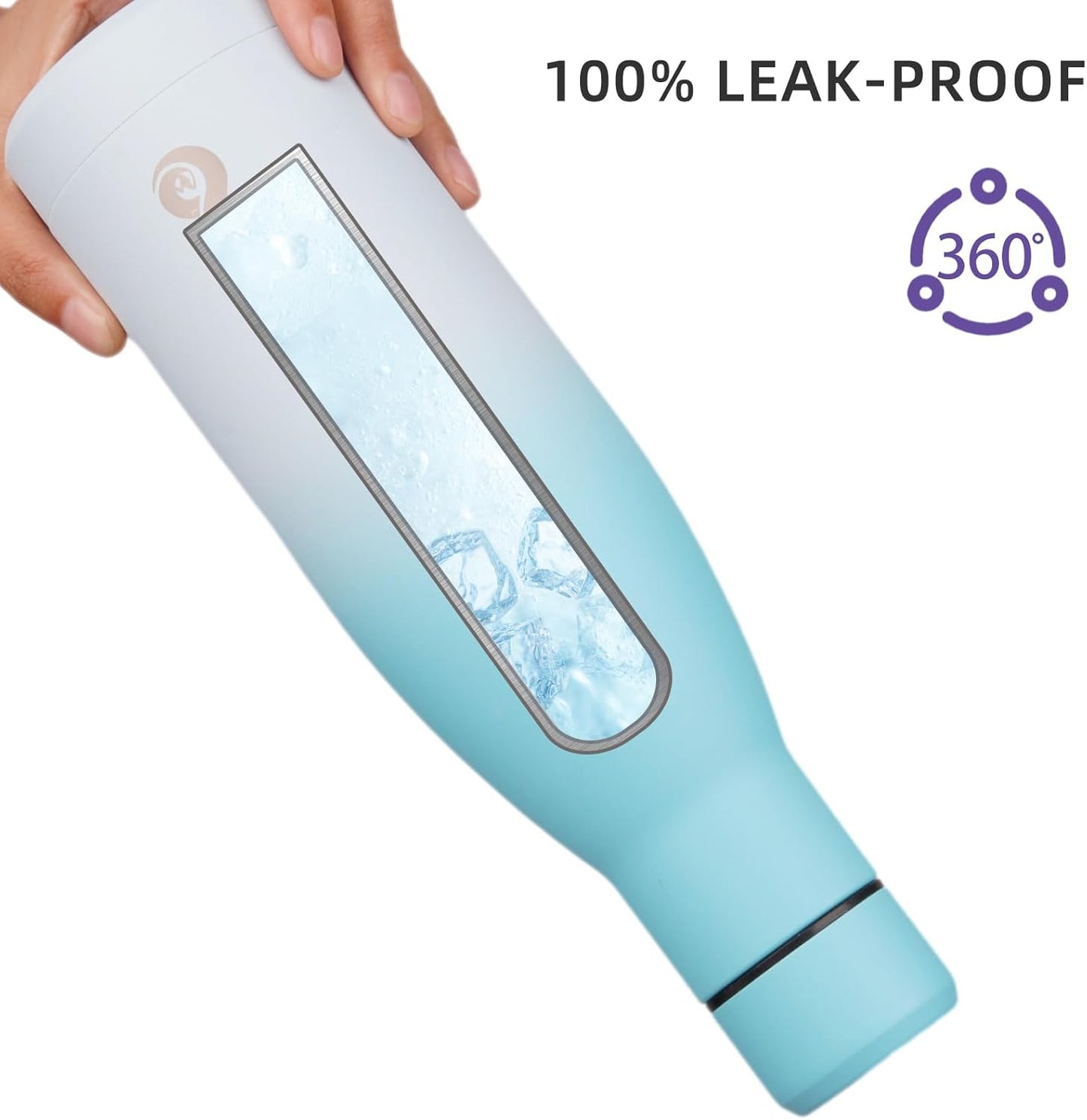 BJPKPK Insulated Water Bottle 12oz Small Stainless Steel Water Bottles Reusable Metal Thermo Keep Cold and Hot,Sea Salt