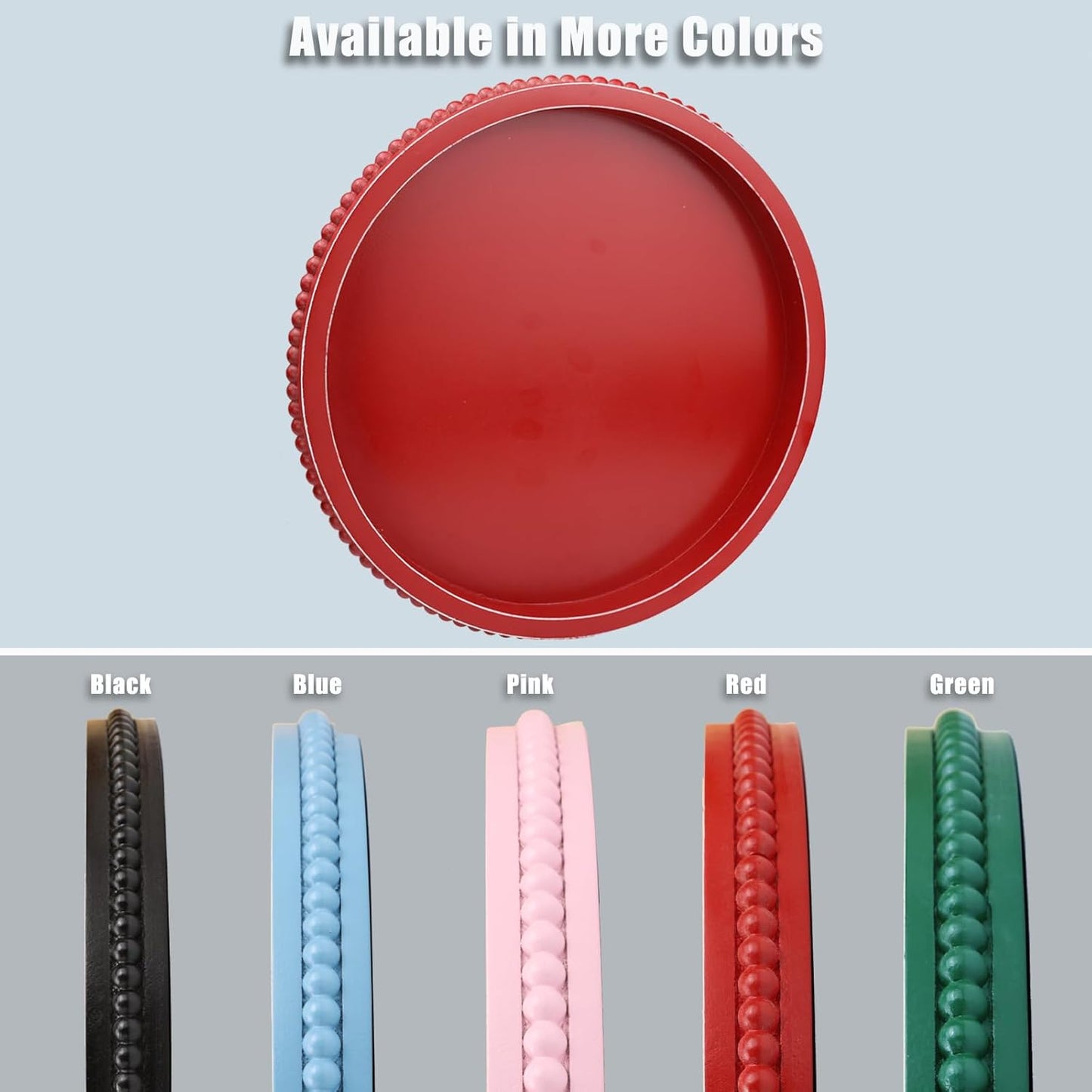 Red Round Wood Decorative Ottoman Tray for Coffee Table Kitchen Counter, Living Room, Handcrafted Wooden Serving Tray for Table Centerpiece