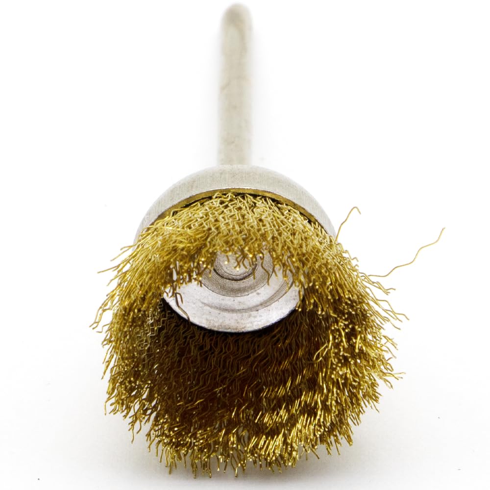 20PCS Brass Wire Brushes - Metal Rust Removal, Cleaning, and Polishing - 25mm Diameter, 1/8″ (3mm) Shaft - Removes Burrs, Dust, and Oxide Layer - Handles Rough Surfaces - Rotary Tool Accessories