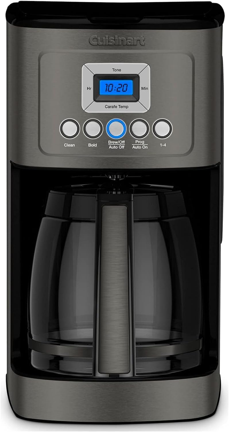 Cuisinart 14-Cup Coffee Maker, Programmable PerfecTemp Glass Carafe Coffee Machine with 1-4 Cup Setting, Brew Strength Control and Brew Pause, Stainless Steel, DCC-3200BKSNAS, Black