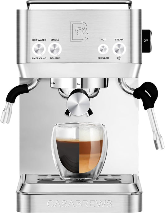 CASABREWS 4700Gense 20-Bar Espresso Machine with Milk Frother and Hot Water Wand, Adjustable Temperature, Ideal for Americano, Latte, Cappuccino