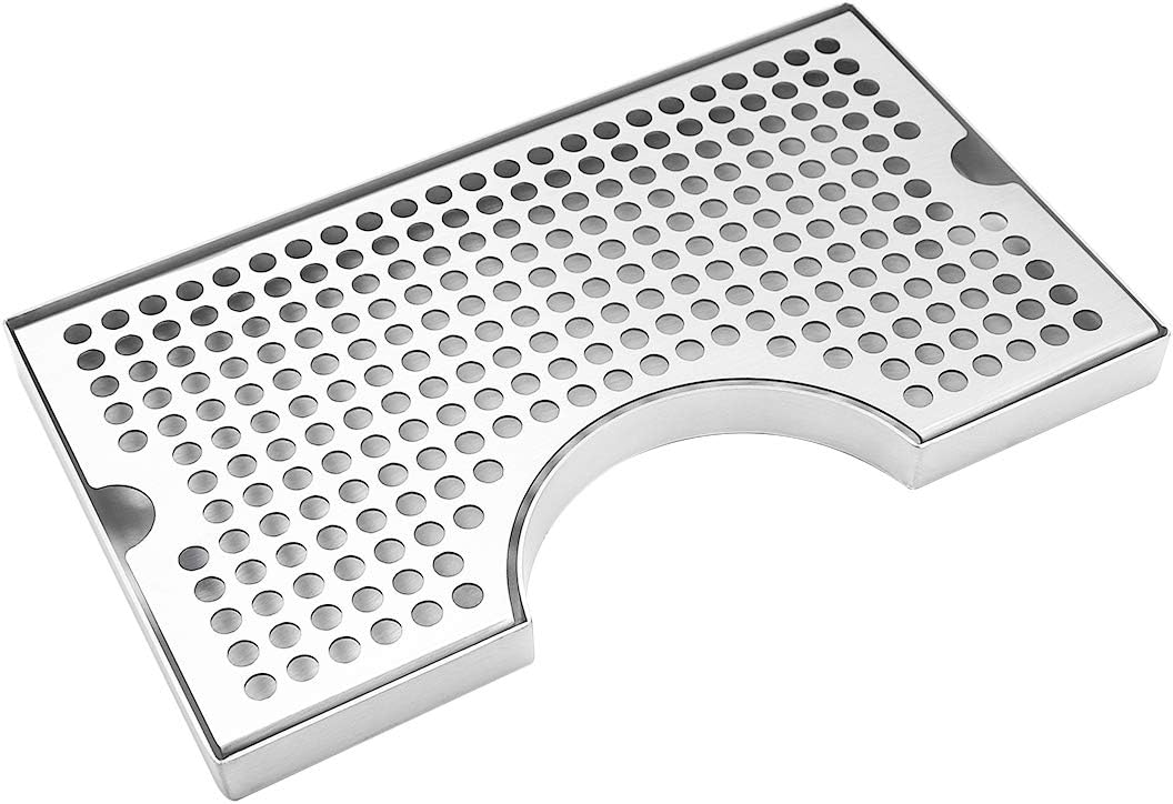 Kegerator Beer Drip Trays, Stainless Steel Keg Drip Tray with Non-Slip Rubber Pad, Premium Metal Beer Tower Drip Pan for Home Bar Mini Fridge without Drain
