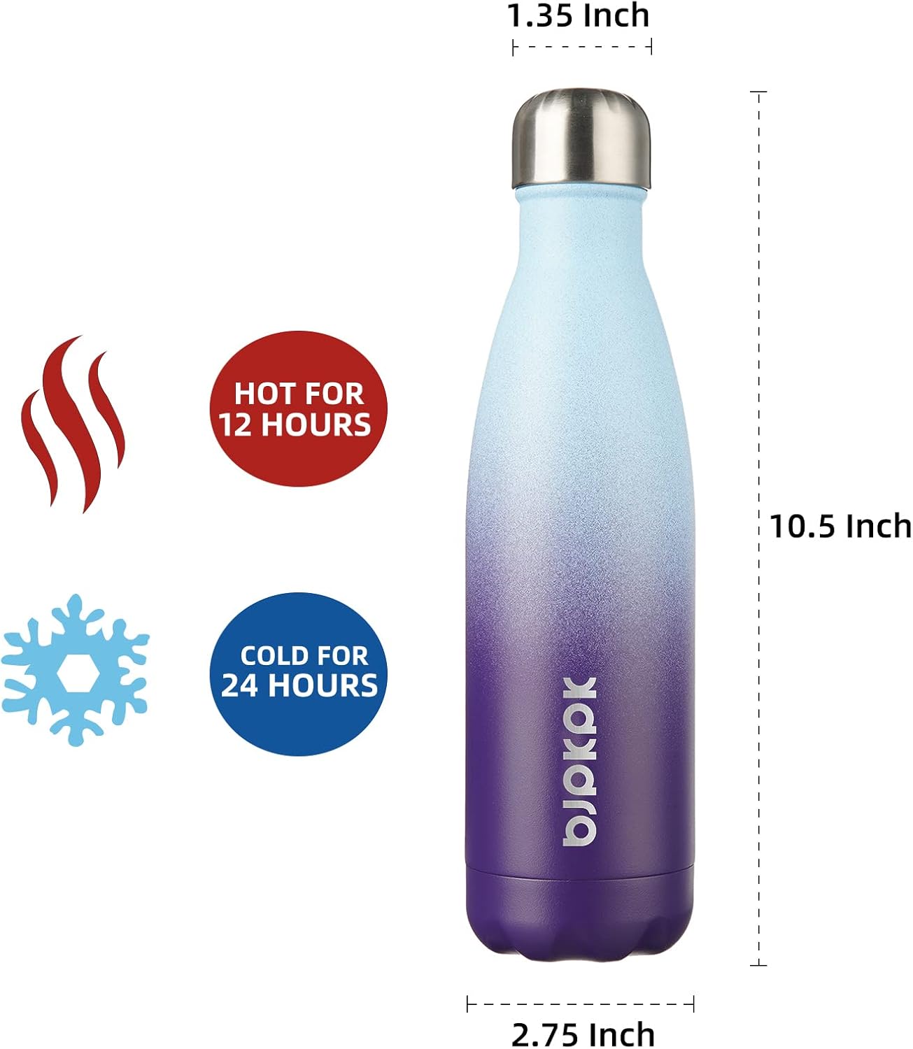 BJPKPK 17oz Insulated Stainless Steel Water Bottles,Sports Water Bottles Keep Cold for 24 Hours and Hot for 12 Hours,BPA Free for Travel,Ocean Dream