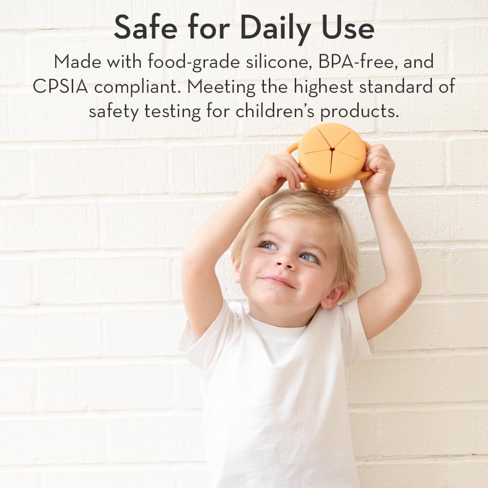 Bella Tunno Snack Cups for Toddlers, Silicone Spill Proof Food Container with Lid, Babies & Kids 6-12 Months, Love First Bite