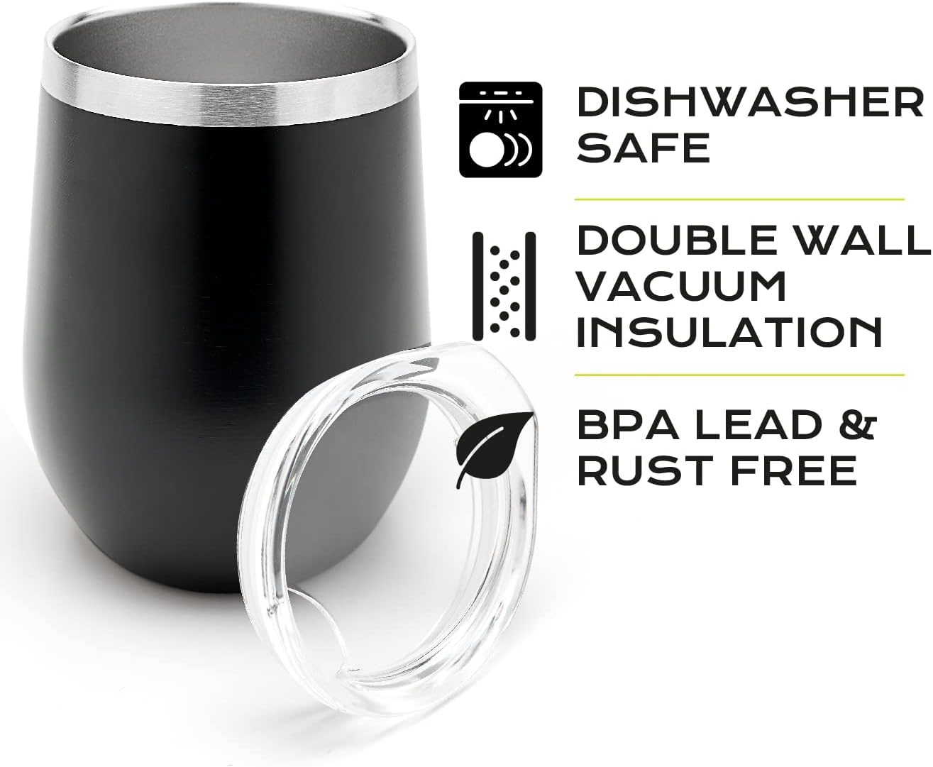 BALIBETOV 5 pcs large Yerba Mate Cup and Bombilla Kit, Includes one 8 oz Yerba Mate Gourd with Lid, Two Bombillas Mate Straw and one cleaning brush (Black, 8.00)