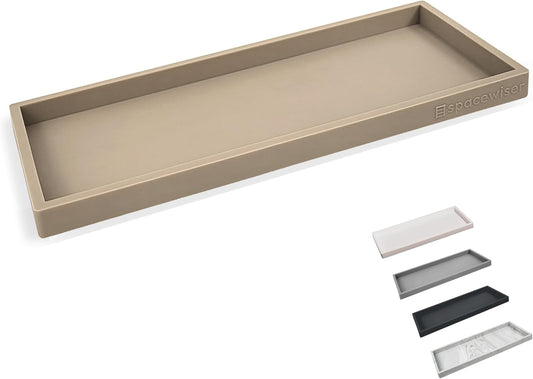 Countertop and Vanity Tray - 11.7" Silicone Bathroom Tray, Flexible Dish Soap Holder for Kitchen, Bathroom Counter Organizer, Shower Toilet Tank Trays Décor Accessories, Sink Makeup Mat Oil