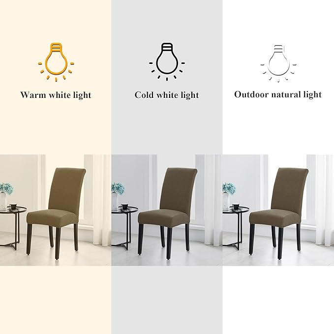 Joccun Chair Covers for Dining Room Set of 6,Dining Chair Slipcovers Stretch Dining Room Chair Covers Seat Protector,Washable Parsons Chair Cover for Home,Hotel,Banquet(Fossil,6 Pack)