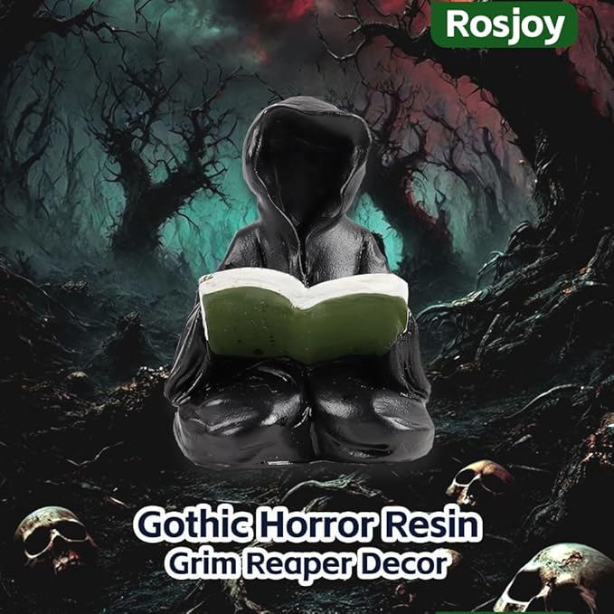Halloween Fun Miniature Grim Reaper Figurine,Gothic Horror Resin Grim Reaper Decor,for Bookshelf Decor,Desk Trinkets,Collectible,Party Gifts