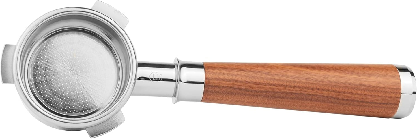 LILQ 54mm Bottomless Naked 3 Ears Portafilter | Compatible with Breville Machines | Stable Handle (Rosewood Flat, 54mm Breville)