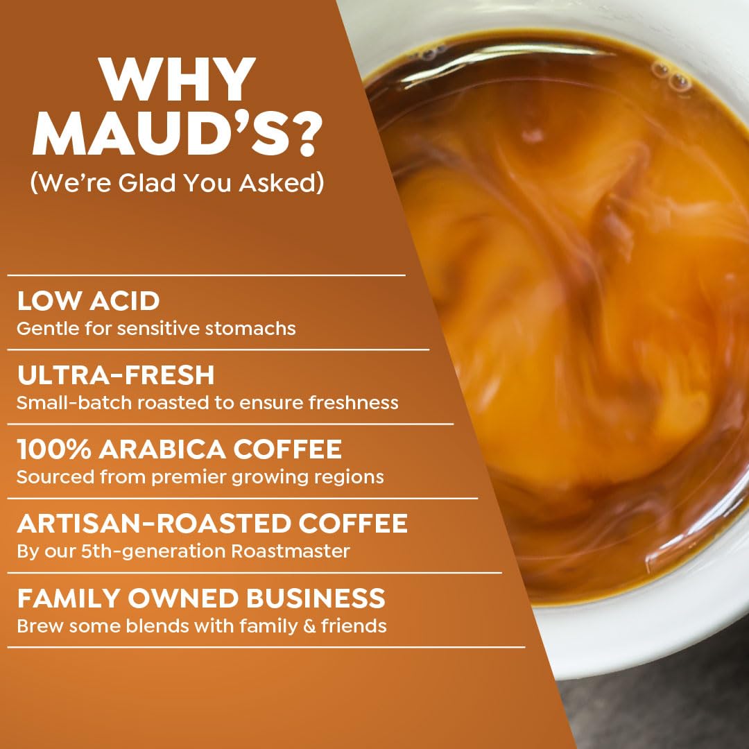 Maud's Salted Caramel Flavored Coffee Pods, 18 ct, Medium Roast Flavored Coffee in Recyclable Single Serve Pods – 100% Arabica Beans, Compatible with Keurig K Cups Maker