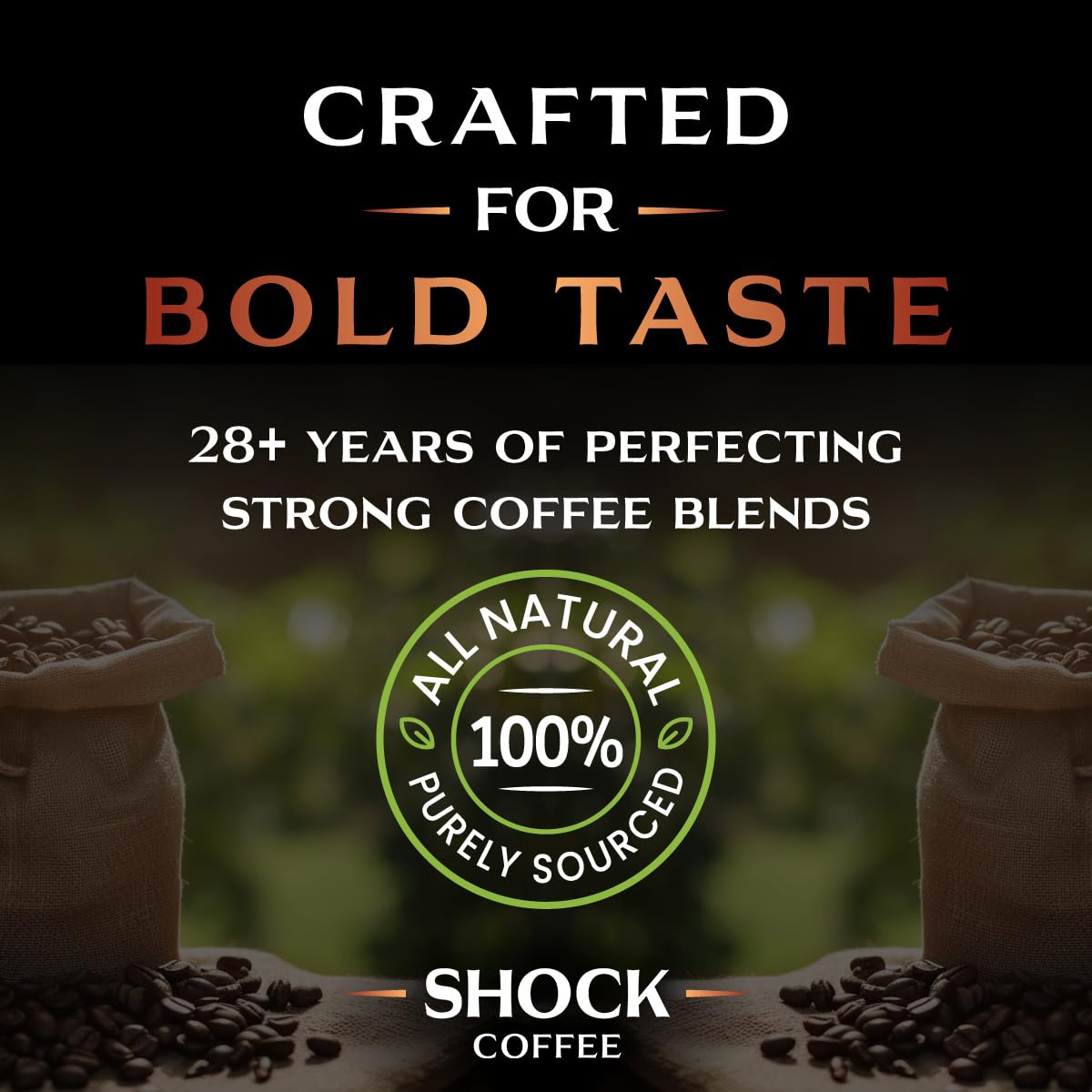Shock Coffee Ground, The Strongest Caffeinated All-Natural Coffee, Up to 50% more Caffeine. 1 pound