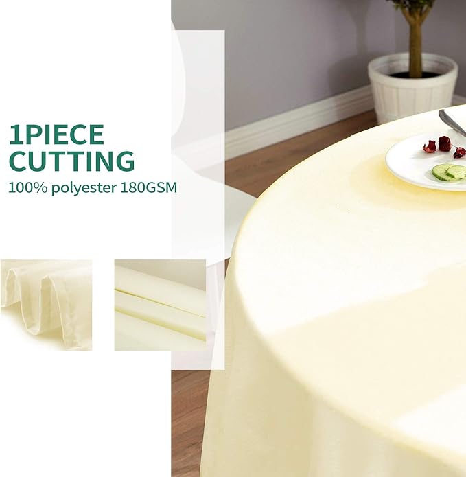 Surmente Ivory Tablecloth for Round Tables, 90-inch Round Table Cloths for Weddings, Banquets, or Restaurants