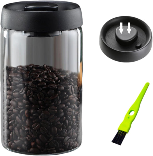 Vacuum Coffee Canister, 40.6floz Grey Glass Coffee Bean Storage,Perfect for Coffee Beans,Loose Tea,Candy,Sugar,Nuts,Spices (1200ML)