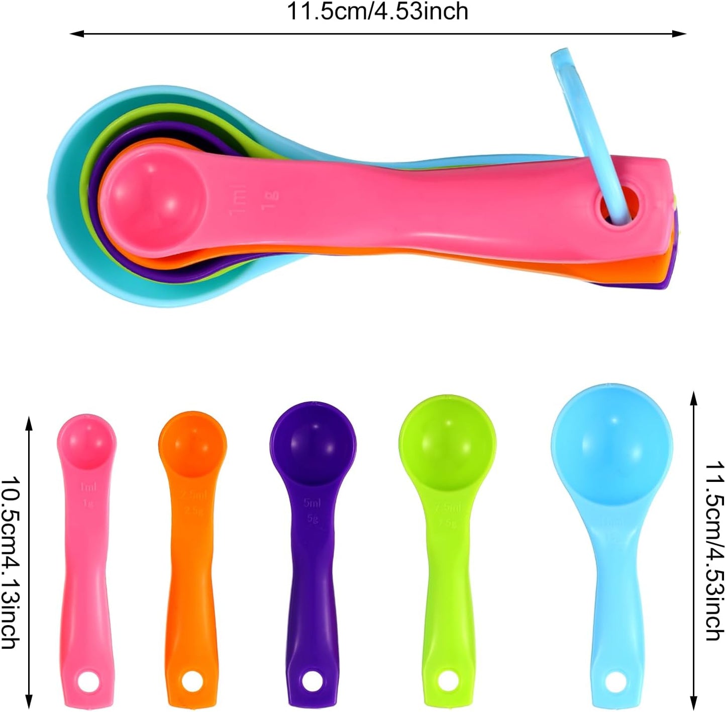 20 Pieces Plastic Colorful Measuring Cup Spoons for Kitchen Cooking Baking Dry and Liquid Ingredients