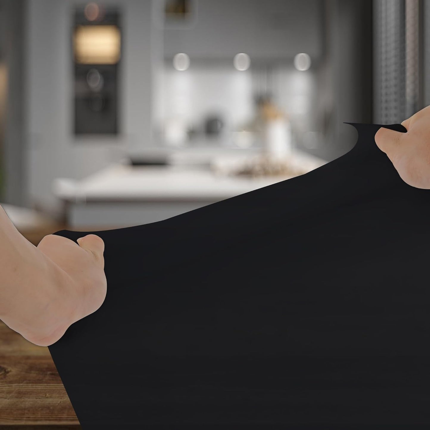 Silicone Mat for Kitchen Counter, Silicone Mat Trimable to Size (Black, 15.7×11.8inch-4pcs), BPA-Free Silicone Placemat, Heat-Resistant NonSlip Table Mat for Air Fryer, Countertop Protector Mat