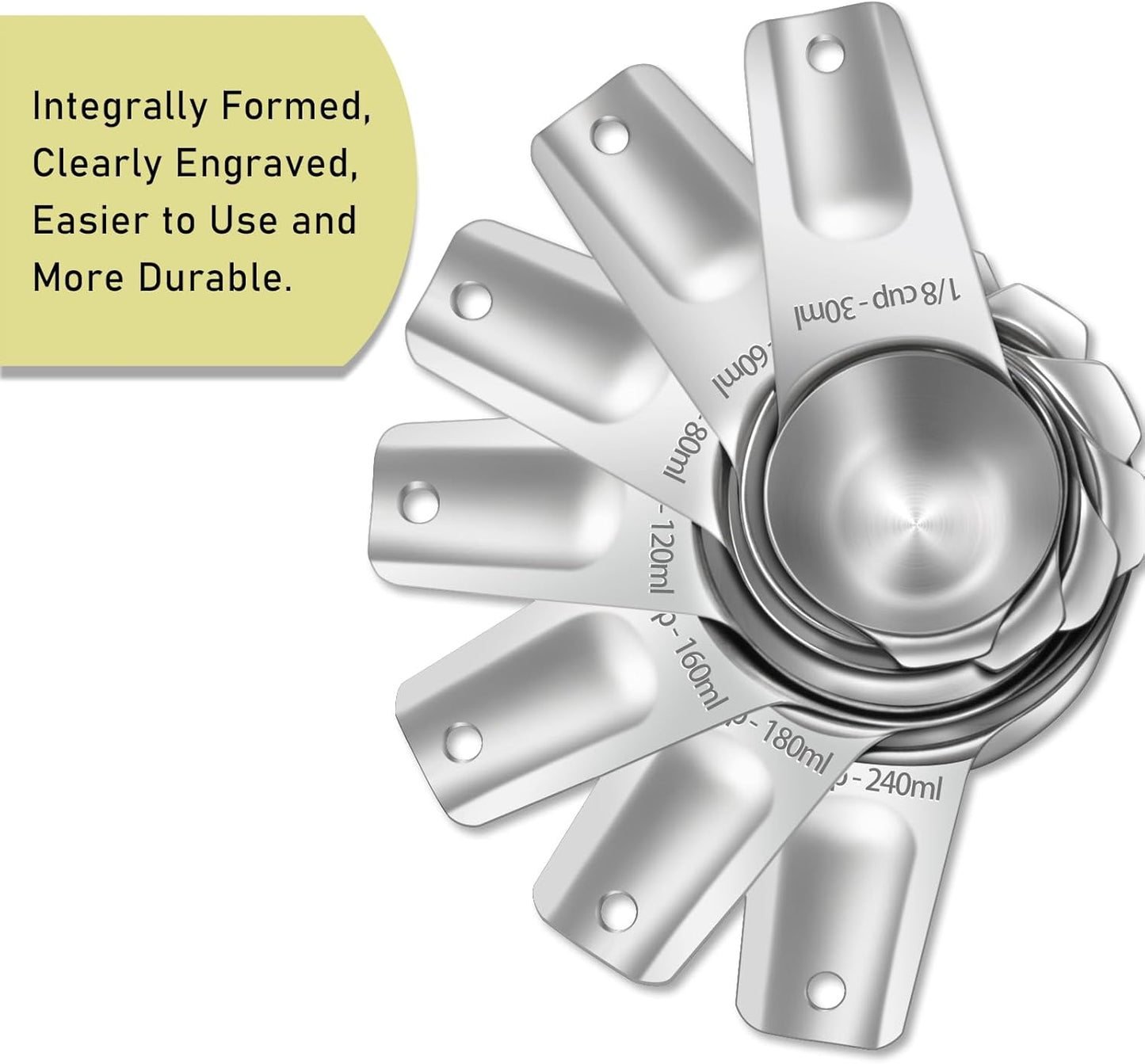 1PCS 1/8Cup (30ml, 1oz) Single Measuring Cup, Stainless Steel Measure Scoop, Metric and US Measurement, Heavy Duty, Dishwasher Safe