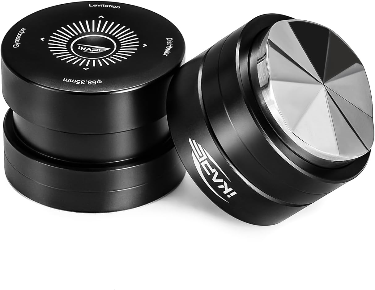 IKAPE 53.3MM Espresso Distributor, Dual-Bearing & High-Speed Rotation Coffee Distributor, Coffee Leveler, Espresso Tamper Tool, Adaptive Height Coffee Leveler for 54mm Portafilters