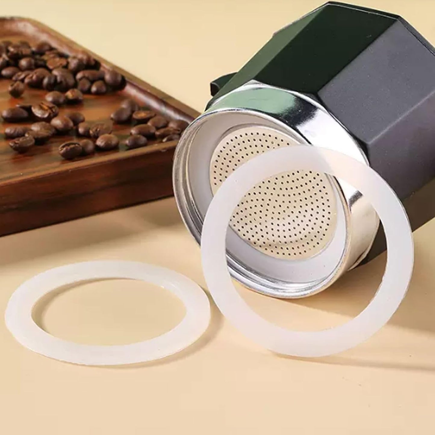 2 Pcs Filter with 3 Pcs Silicone Gasket Seals for 6 Cup Stovetop Espresso Coffee Maker Replacement Parts for DITOSH Aluminium Moka Pot