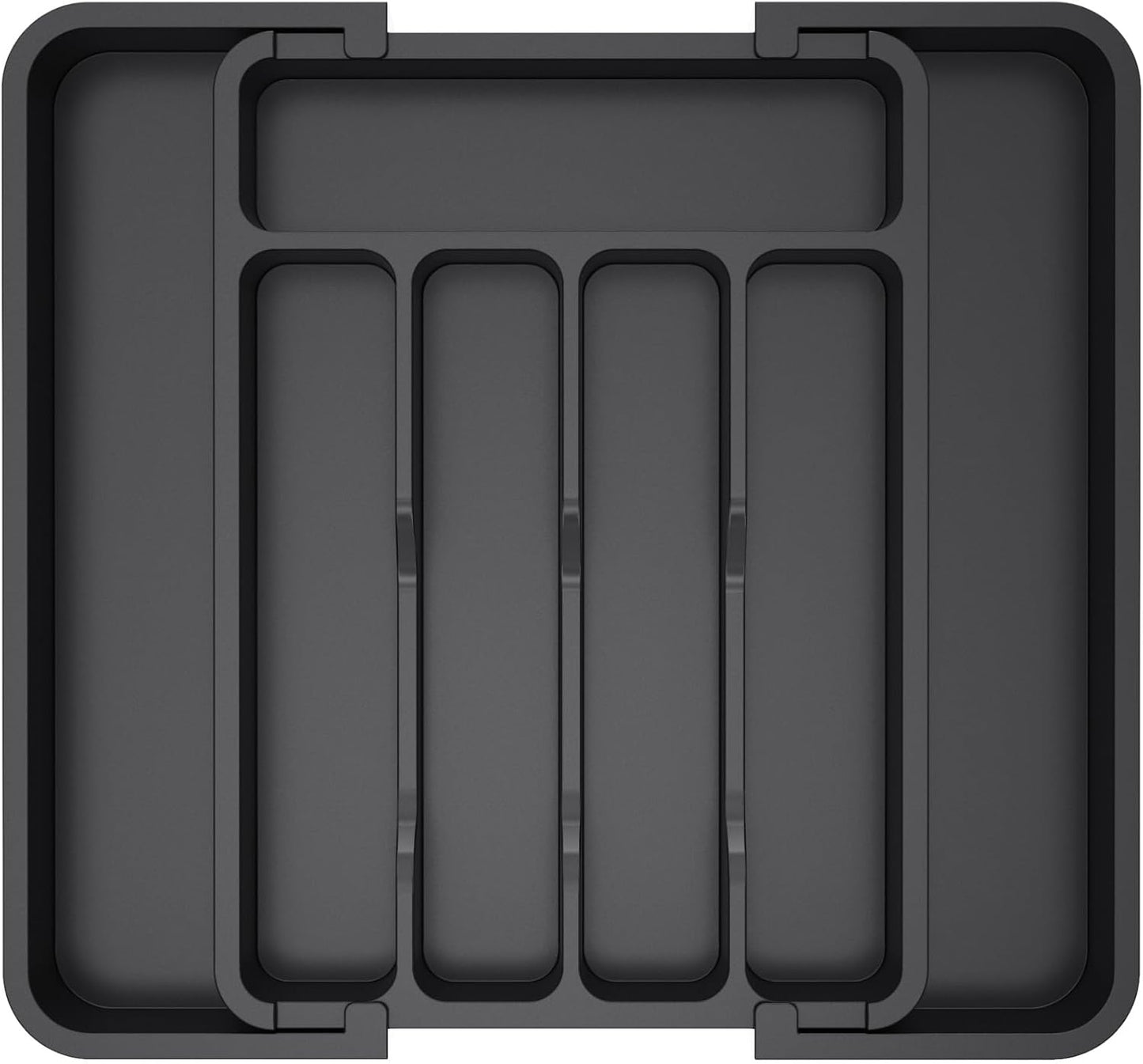 Lifewit Silverware Drawer Organizer, Expandable Utensil Tray for Kitchen, BPA Free Flatware and Cutlery Holder, Adjustable Plastic Storage for Spoons Forks Knives, 8.5"-14.1" x 12.1", Black
