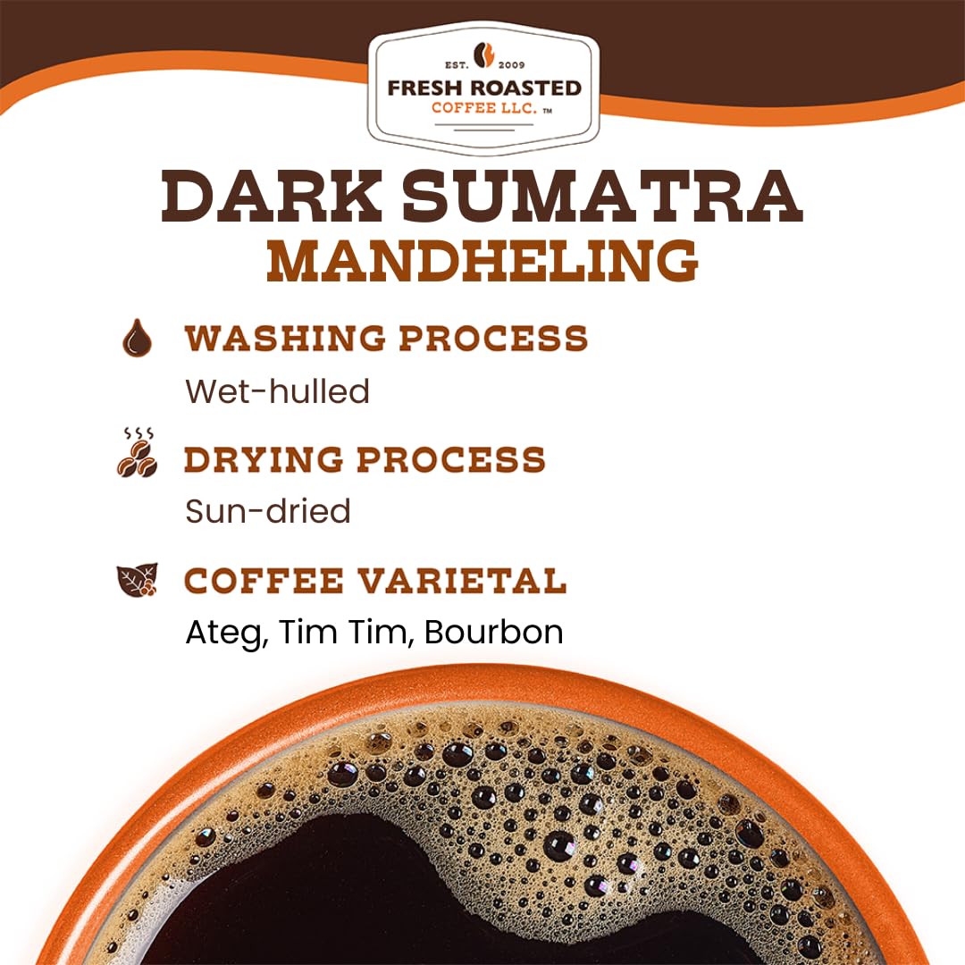 Fresh Roasted Coffee, Dark Sumatra Mandheling |100% Single Origin | Dark Roast, 72 Pods for K Cup Brewers