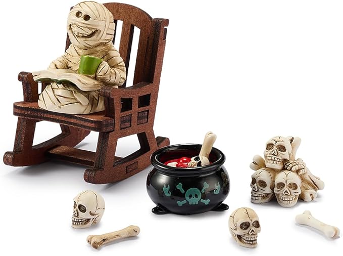 Halloween Fun Miniature Mummy Figurine,Gothic Horror Resin Mummy Decor,for Bookshelf Decor,Desk Trinkets,Collectible,Party Gifts