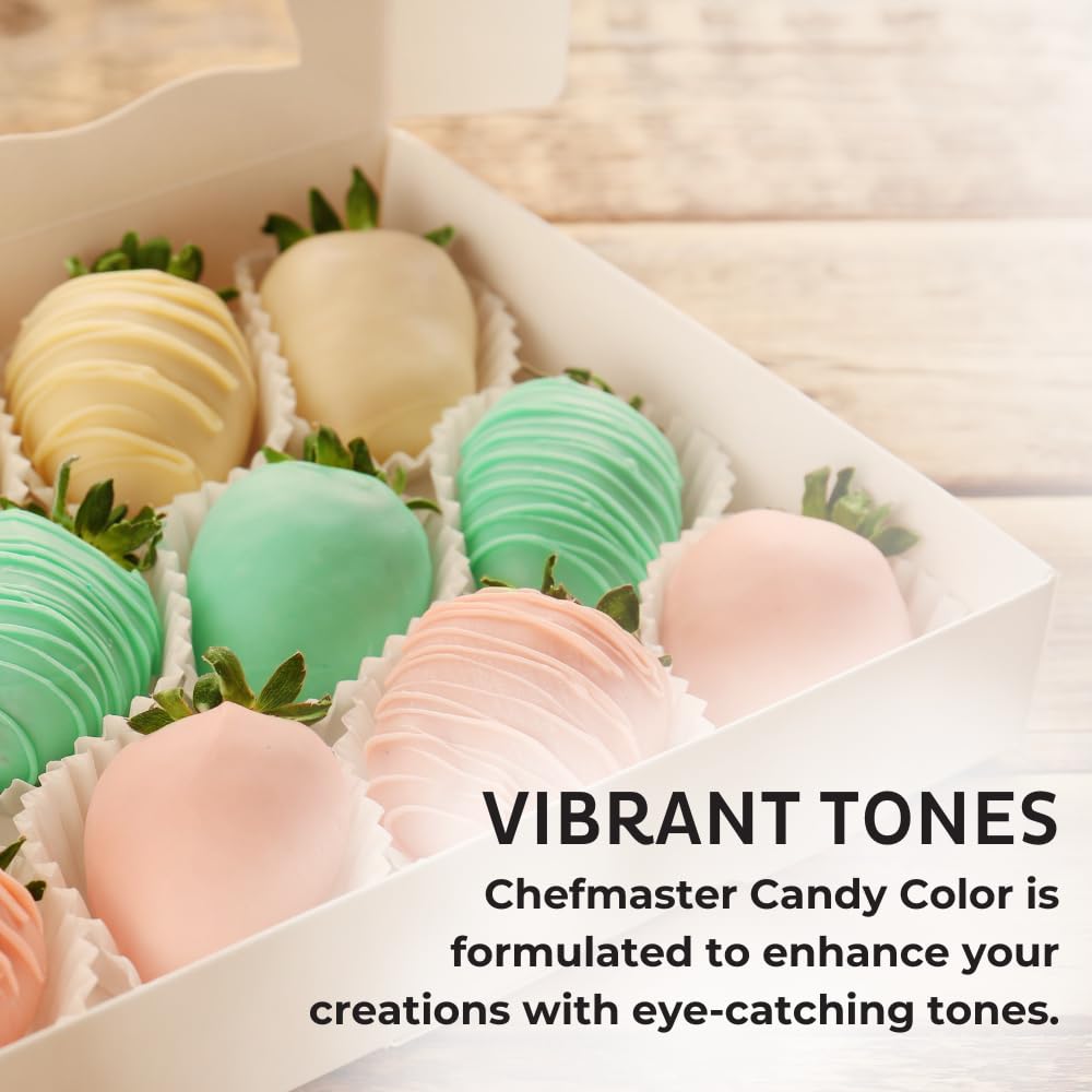 Chefmaster 12 Bottle Set of Candy Colors, True-Tone Shades, Oil-Based, Professional-Grade Dye, Chocolate, Strawberries, Cake Pops, Decorating, Easy-to-Use, Manufactured in the USA, 0.64 oz Each