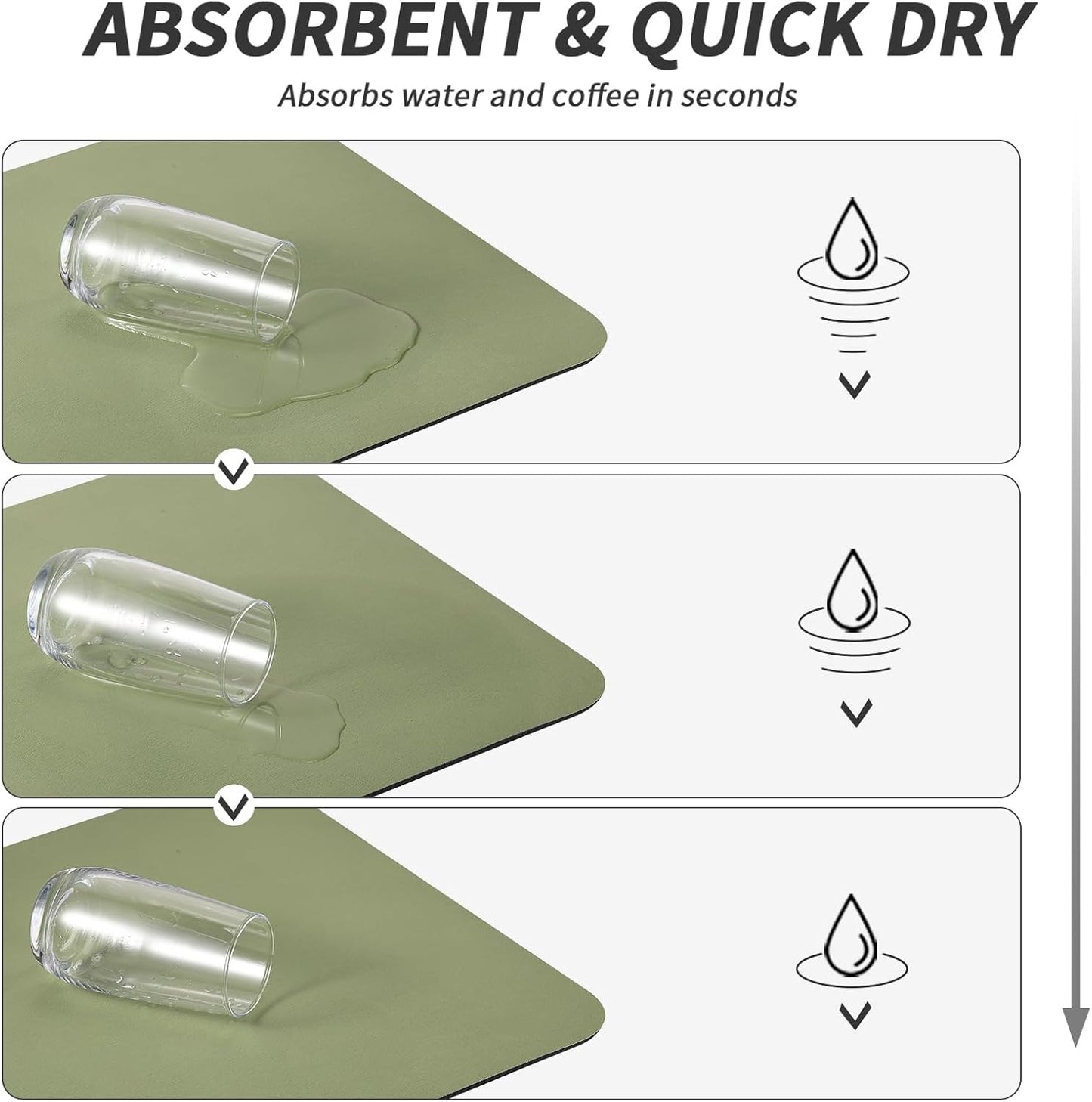 Coffee Mat - Absorbent Hide Stain Rubber Backed Dish Drying Mat for Kitchen Counter - Bar Mats for Countertops Accessories Fit Under Coffee Maker Espresso Machine