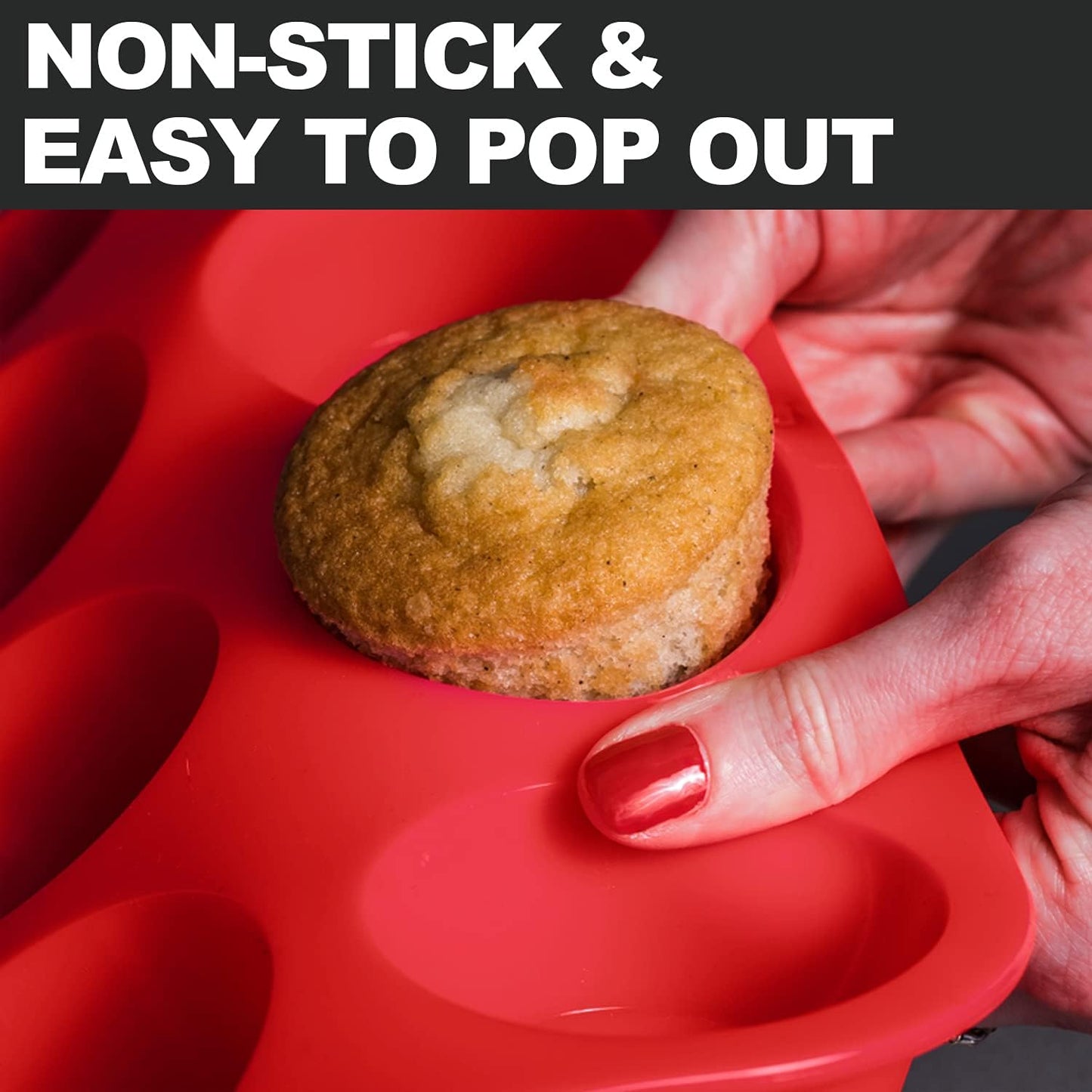 Anaeat Silicone Muffin Pan - Mini 24 Cups Cupcake Tray, Non-Stick Silicone Baking Molds for Making Muffin Cakes, Cupcake, Chocolate, Bread,Tart and Desserts, Just Pop Out