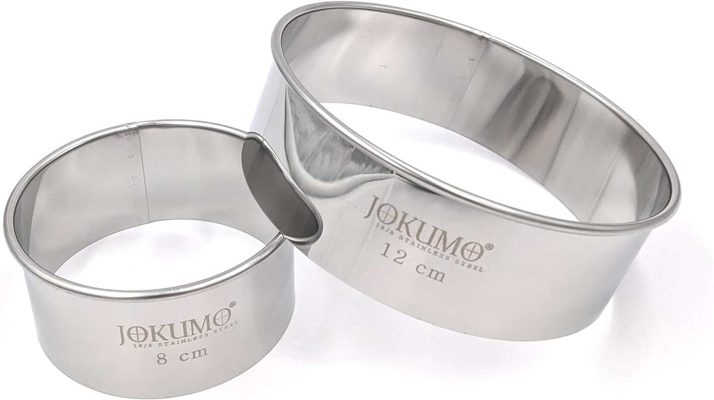 9 Piece Extra Large Chef Grade Plain Round Pastry/Cookie Cutter Set - Extra Thick Premium 18/8 304 Stainless Steel - Marked Size for Professional Chefs and Ambitious Home Cooks