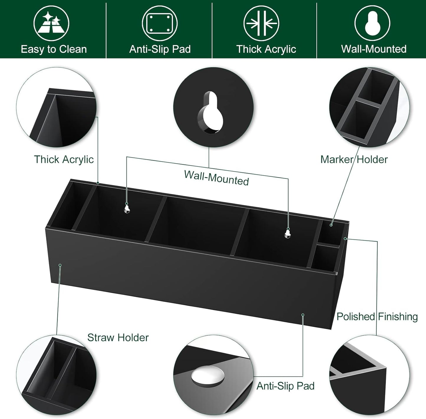 Triple Cup Holder with Marker Slot, Party Cup Dispenser Acrylic Cup Organizer Mark Your Cup and Drink Up Caddy Modern Bar Counter Decor, Black