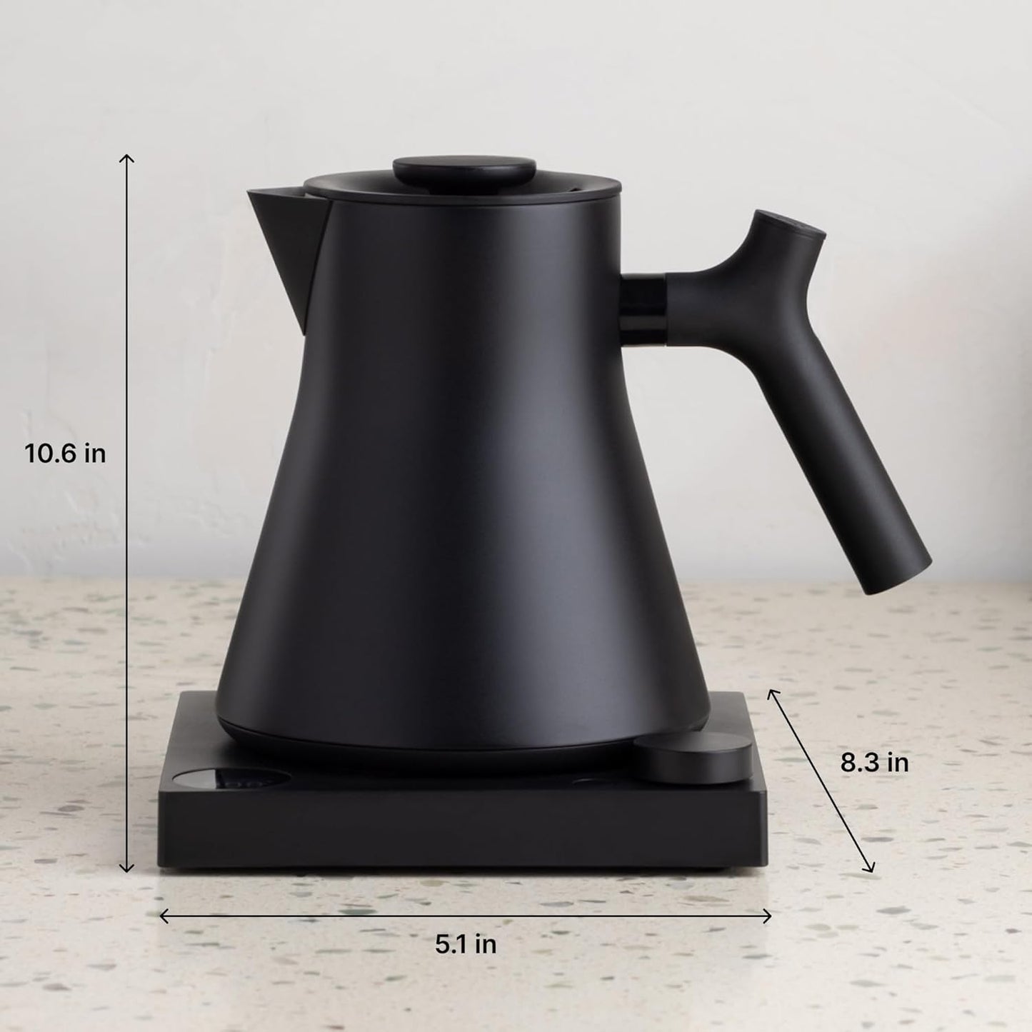Fellow Corvo EKG Pro Electric Tea Kettle - Quick Heating, Precise Temperature Control Electric Kettle, Scheduling, Built-in Brew Timer for Boiling Water - Matte Black with Walnut Handle - 0.9 Liter
